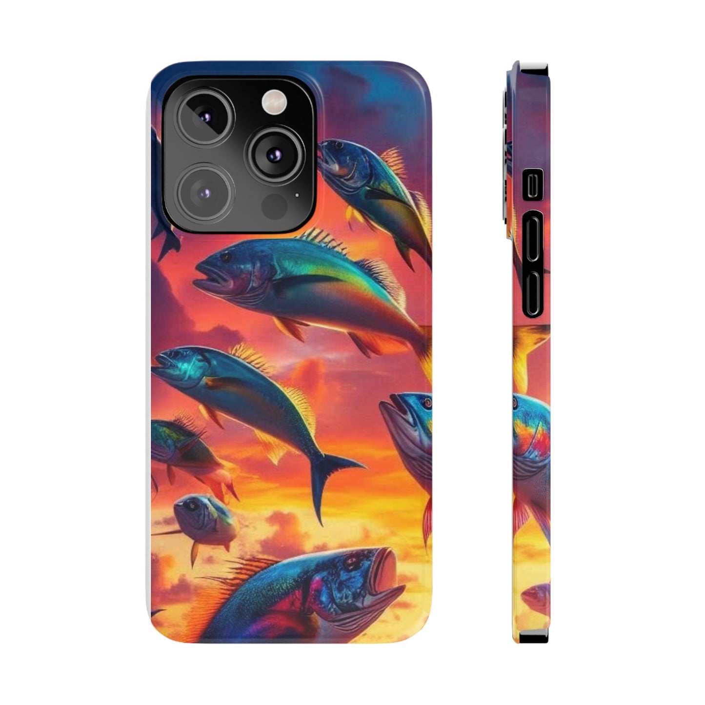 Tropical Fish Phone Case, Sunset Slim Case, Vibrant Colors Cover, Ocean Fish Design, Marine Life Gift, Sealife Accessories