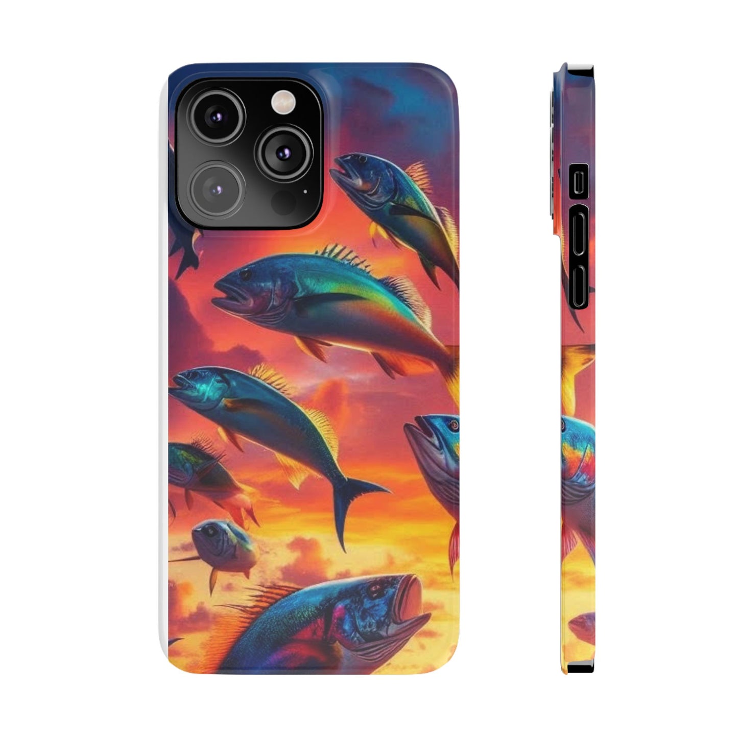 Tropical Fish Phone Case, Sunset Slim Case, Vibrant Colors Cover, Ocean Fish Design, Marine Life Gift, Sealife Accessories