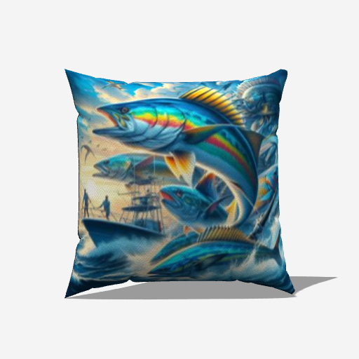 Nautical Theme Fishing throw pillow