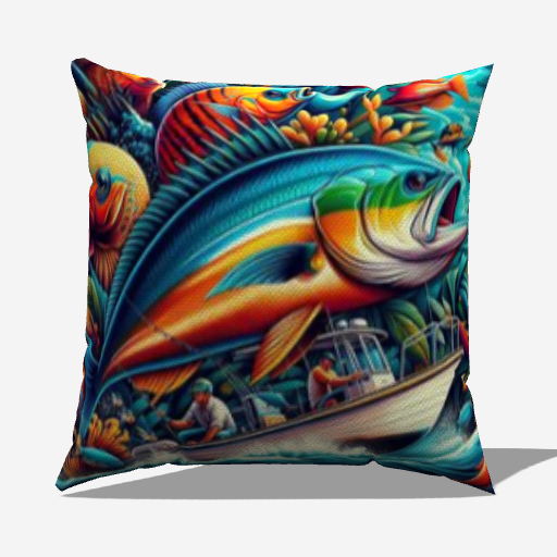 Nautical Theme Fishing throw pillow