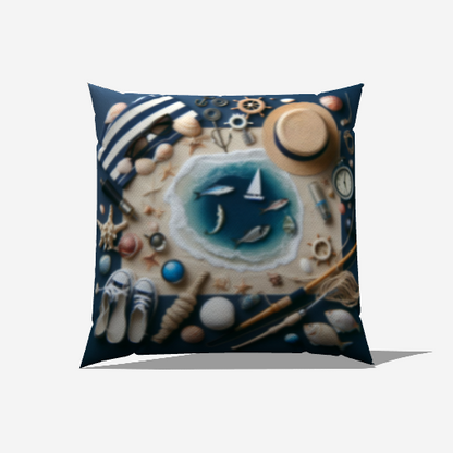 Nautical Theme Beach Throw Pillow